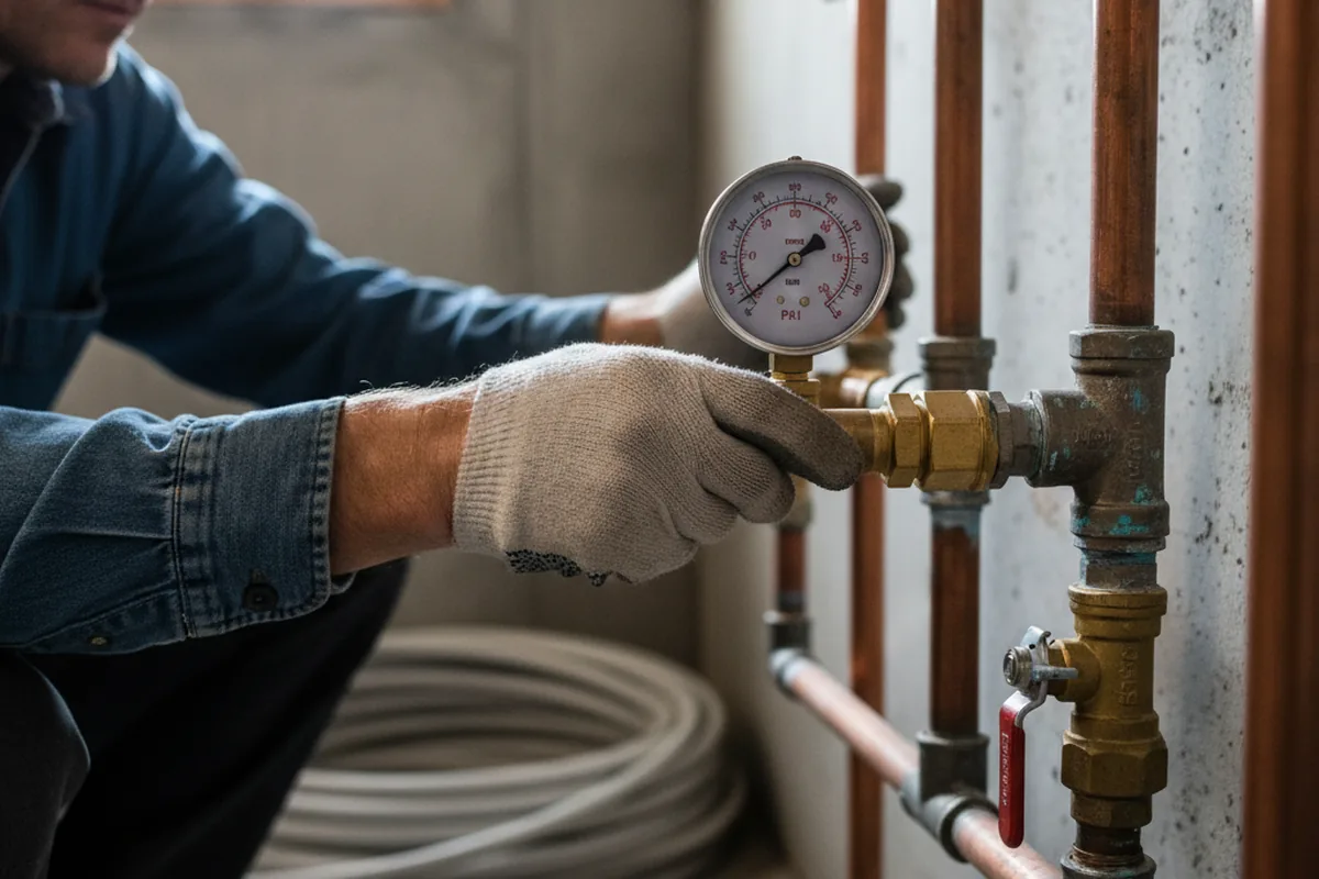 Pressure testing a repaired line during Water Line Repair in Stanberry